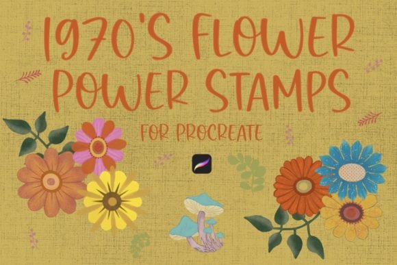 1970s Flower Power Stamps for Procreate