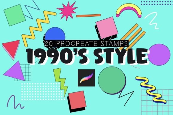 20 90s Nostalgia Procreate Stamp Brush