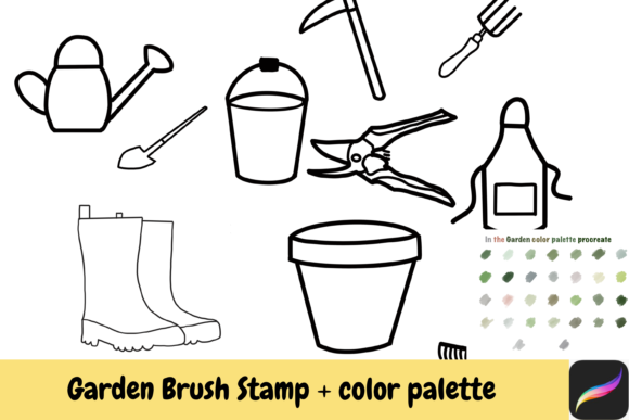 Colorful Garden Procreate Brush Stamps for iPad
