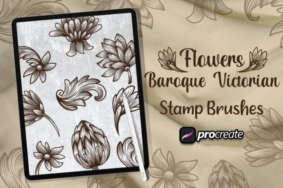Elevating Digital Design with the Flower Baroque Victorian Brush Stamp