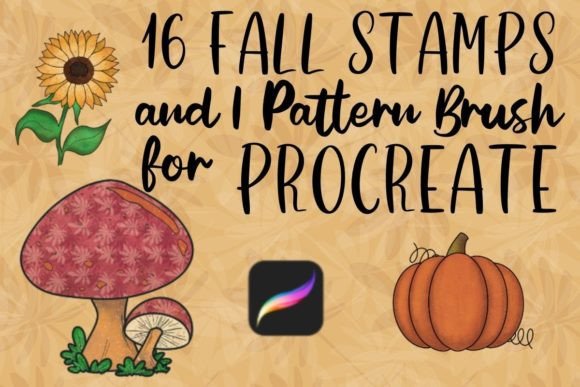 Enhancing Digital Autumn Art with 16 Fall Stamps for Procreate