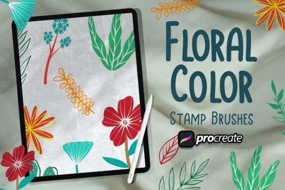 Floral Color Brush Stamp Procreate Guide