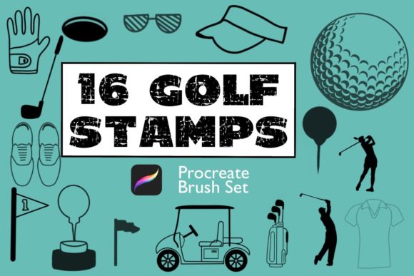 Golf Stamps for Procreate: 16 Hand-Drawn Assets