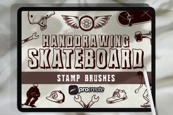 Hand Drawing Skateboard Brush Stamp Guide