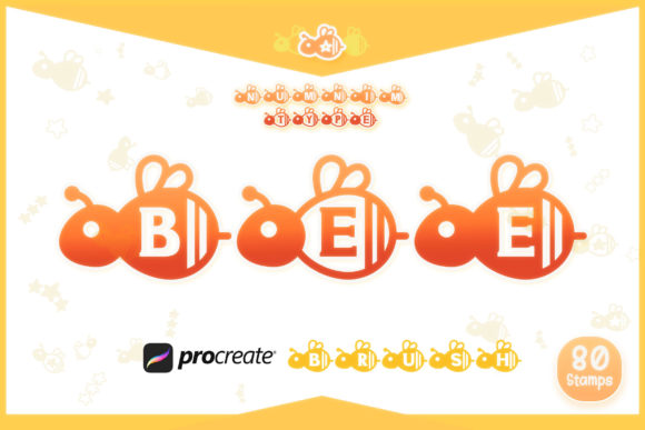 Procreate Brush Bee Monogram Alphabet Guide