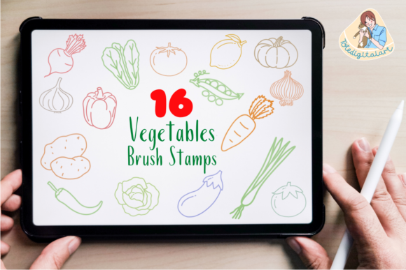 Procreate Vegetable Stamps: 16 Fresh Design Assets